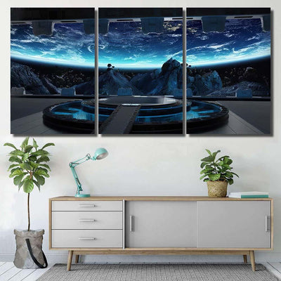 Huge Blueish Landing Strip Spaceship Interior Galaxy Sky and Space Multi Piece Panel Canvas Home Decor Housewarming Gift Ideas Poster Canvas Gallery Prints