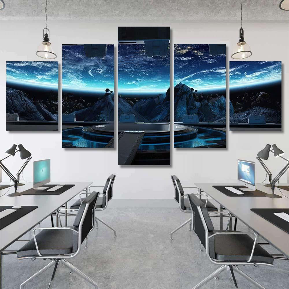 Huge Blueish Landing Strip Spaceship Interior Galaxy Sky and Space Multi Piece Panel Canvas Home Decor Housewarming Gift Ideas Poster Canvas Gallery Prints