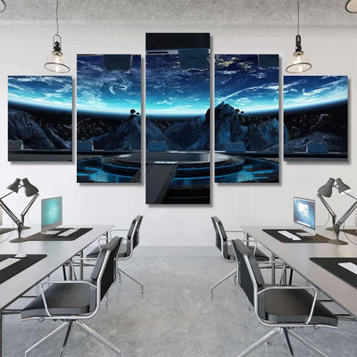 Huge Blueish Landing Strip Spaceship Interior Galaxy Sky and Space Multi Piece Panel Canvas Home Decor Housewarming Gift Ideas Poster Canvas Gallery Prints