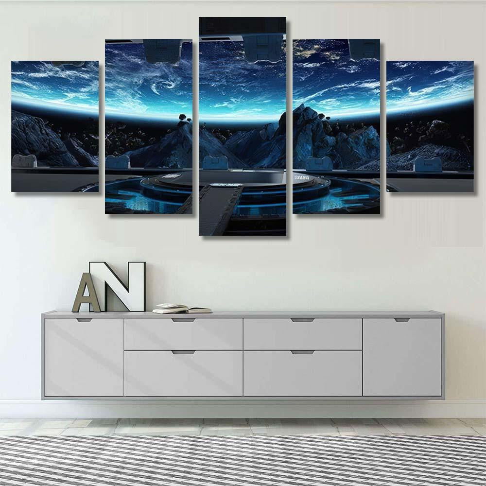 Huge Blueish Landing Strip Spaceship Interior Galaxy Sky and Space Multi Piece Panel Canvas Home Decor Housewarming Gift Ideas Poster Canvas Gallery Prints