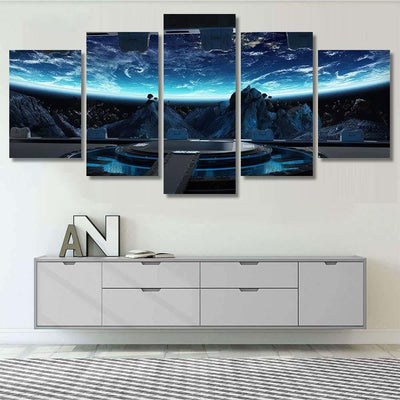 Huge Blueish Landing Strip Spaceship Interior Galaxy Sky and Space Multi Piece Panel Canvas Home Decor Housewarming Gift Ideas Poster Canvas Gallery Prints