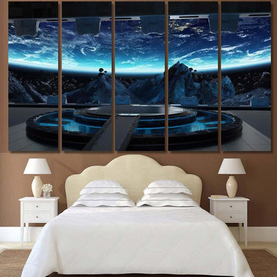 Huge Blueish Landing Strip Spaceship Interior Galaxy Sky and Space Multi Piece Panel Canvas Home Decor Housewarming Gift Ideas Poster Canvas Gallery Prints