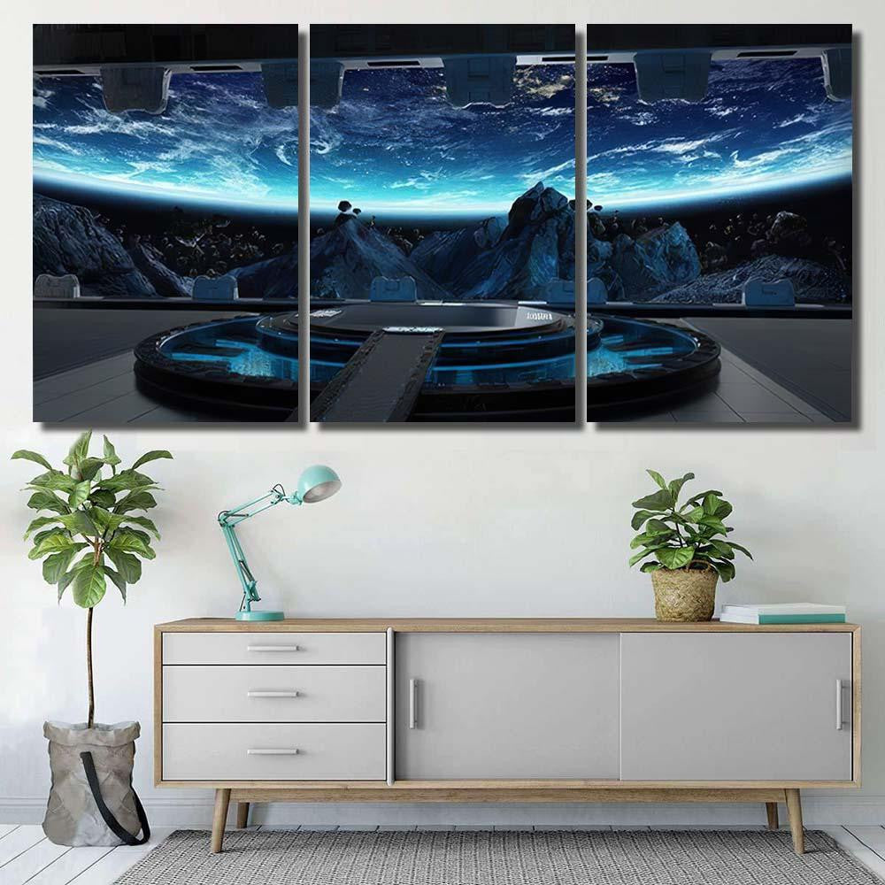 Huge Blueish Landing Strip Spaceship Interior Galaxy Sky and Space Multi Piece Panel Canvas Home Decor Housewarming Gift Ideas Poster Canvas Gallery Prints