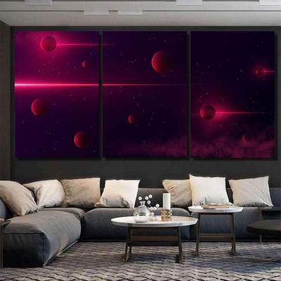 Planets 3D On Background Stars Galaxy 3 Galaxy Sky and Space Multi Piece Panel Canvas Home Decor Housewarming Gift Ideas Poster Canvas Gallery Prints