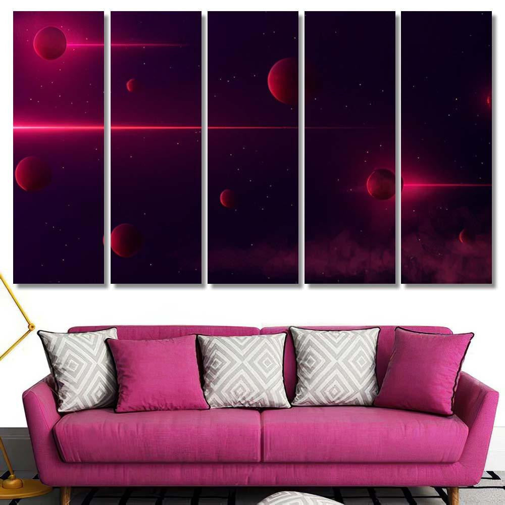 Planets 3D On Background Stars Galaxy 3 Galaxy Sky and Space Multi Piece Panel Canvas Home Decor Housewarming Gift Ideas Poster Canvas Gallery Prints