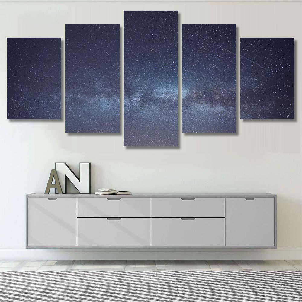 Milky Way Stars Night Sky 7 Galaxy Sky and Space Multi Piece Panel Canvas Home Decor Housewarming Gift Ideas Poster Canvas Gallery Prints