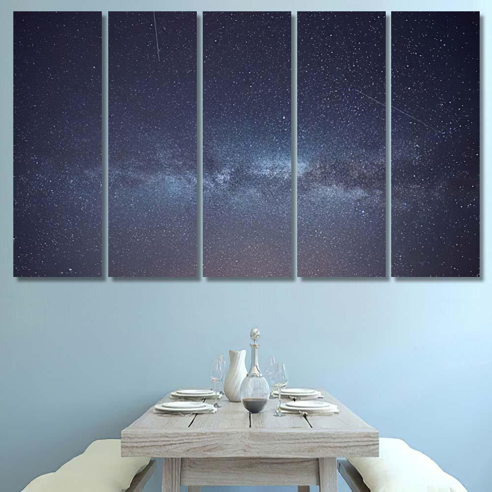 Milky Way Stars Night Sky 7 Galaxy Sky and Space Multi Piece Panel Canvas Home Decor Housewarming Gift Ideas Poster Canvas Gallery Prints