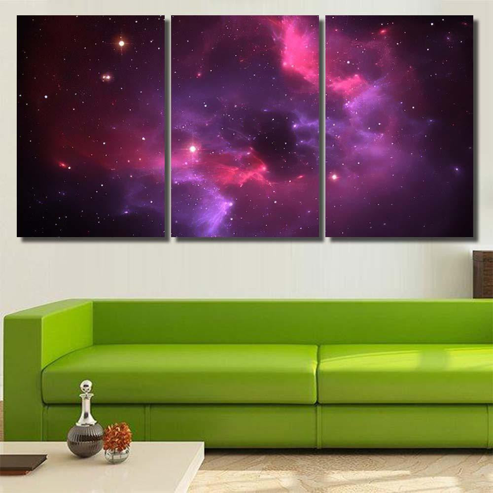 Space Background Purple Nebula Stars Galaxy Sky and Space Multi Piece Panel Canvas Home Decor Housewarming Gift Ideas Poster Canvas Gallery Prints