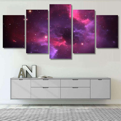 Space Background Purple Nebula Stars Galaxy Sky and Space Multi Piece Panel Canvas Home Decor Housewarming Gift Ideas Poster Canvas Gallery Prints
