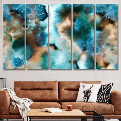 Hand Painted Abstract Watercolor Luminous Seamless Galaxy Sky and Space Multi Piece Panel Canvas Home Decor Housewarming Gift Ideas Poster Canvas Gallery Prints