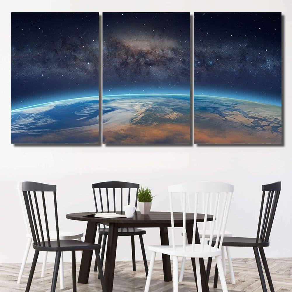 Planet Earth Front Milky Way Galaxy 1 Galaxy Sky and Space Multi Piece Panel Canvas Home Decor Housewarming Gift Ideas Poster Canvas Gallery Prints