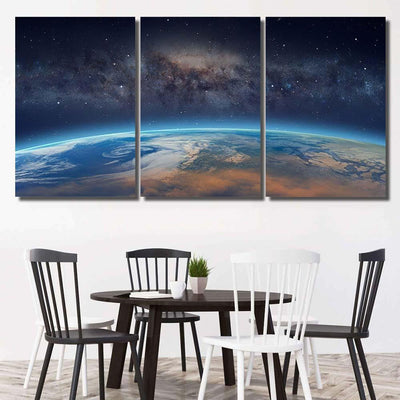 Planet Earth Front Milky Way Galaxy 1 Galaxy Sky and Space Multi Piece Panel Canvas Home Decor Housewarming Gift Ideas Poster Canvas Gallery Prints