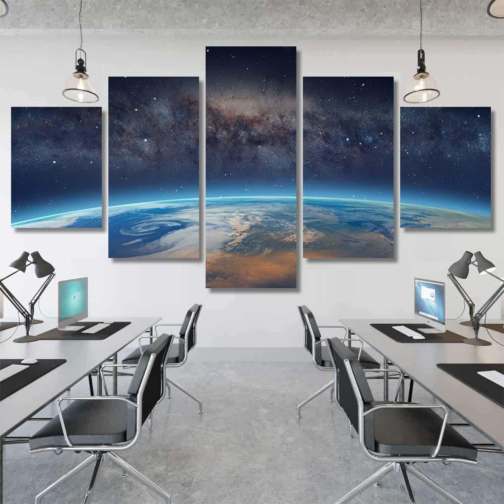 Planet Earth Front Milky Way Galaxy 1 Galaxy Sky and Space Multi Piece Panel Canvas Home Decor Housewarming Gift Ideas Poster Canvas Gallery Prints