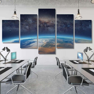 Planet Earth Front Milky Way Galaxy 1 Galaxy Sky and Space Multi Piece Panel Canvas Home Decor Housewarming Gift Ideas Poster Canvas Gallery Prints