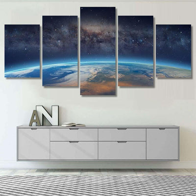 Planet Earth Front Milky Way Galaxy 1 Galaxy Sky and Space Multi Piece Panel Canvas Home Decor Housewarming Gift Ideas Poster Canvas Gallery Prints