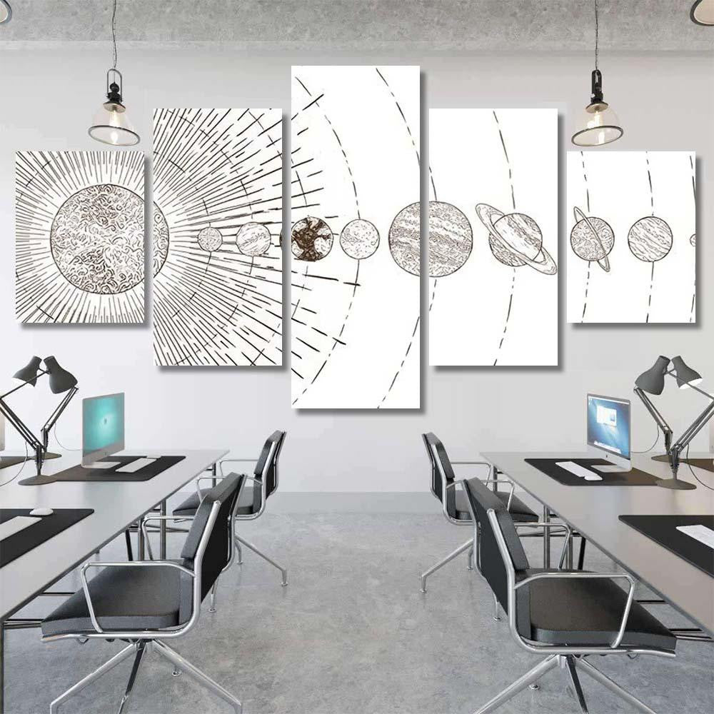 Orbital Planets System Astronomy Solar Systems Galaxy Sky and Space Multi Piece Panel Canvas Home Decor Housewarming Gift Ideas Poster Canvas Gallery Prints