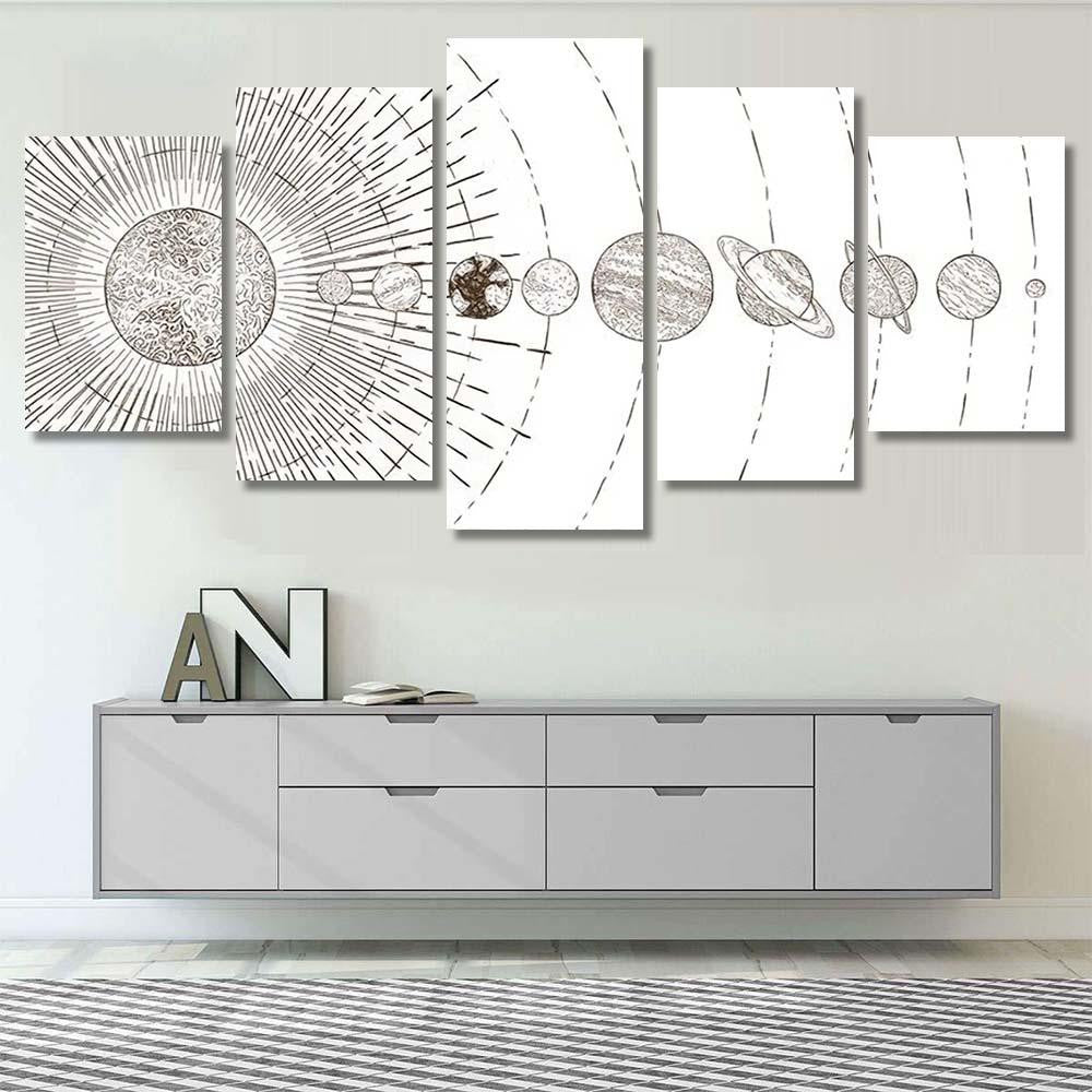 Orbital Planets System Astronomy Solar Systems Galaxy Sky and Space Multi Piece Panel Canvas Home Decor Housewarming Gift Ideas Poster Canvas Gallery Prints