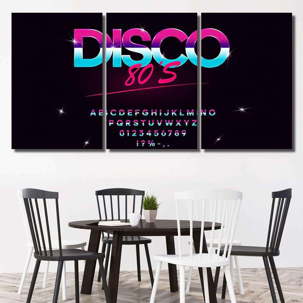 Retrowave Synthwave Vector Font 1980S Style Galaxy Sky and Space Multi Piece Panel Canvas Home Decor Housewarming Gift Ideas Poster Canvas Gallery Prints