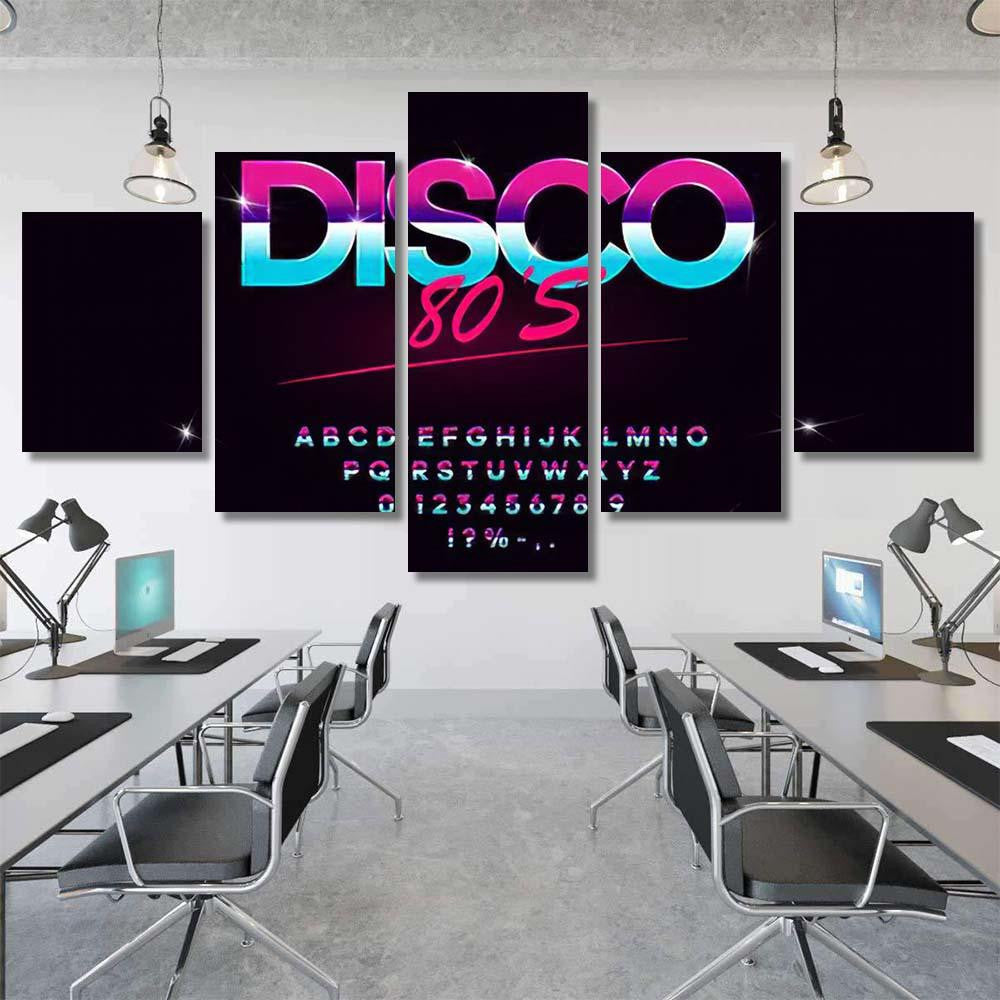 Retrowave Synthwave Vector Font 1980S Style Galaxy Sky and Space Multi Piece Panel Canvas Home Decor Housewarming Gift Ideas Poster Canvas Gallery Prints