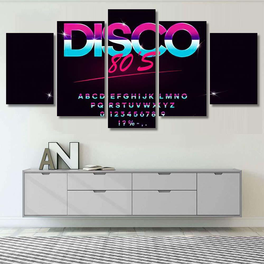 Retrowave Synthwave Vector Font 1980S Style Galaxy Sky and Space Multi Piece Panel Canvas Home Decor Housewarming Gift Ideas Poster Canvas Gallery Prints
