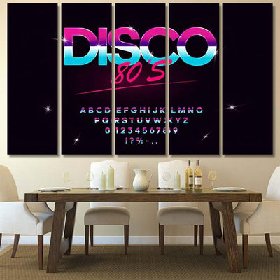 Retrowave Synthwave Vector Font 1980S Style Galaxy Sky and Space Multi Piece Panel Canvas Home Decor Housewarming Gift Ideas Poster Canvas Gallery Prints