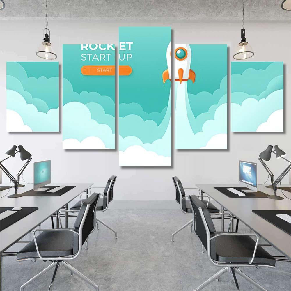 Rocket Launch Sky Flying Over Clouds Galaxy Sky and Space Multi Piece Panel Canvas Home Decor Housewarming Gift Ideas Poster Canvas Gallery Prints