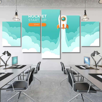 Rocket Launch Sky Flying Over Clouds Galaxy Sky and Space Multi Piece Panel Canvas Home Decor Housewarming Gift Ideas Poster Canvas Gallery Prints
