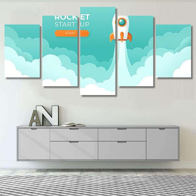 Rocket Launch Sky Flying Over Clouds Galaxy Sky and Space Multi Piece Panel Canvas Home Decor Housewarming Gift Ideas Poster Canvas Gallery Prints