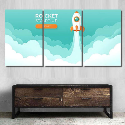 Rocket Launch Sky Flying Over Clouds Galaxy Sky and Space Multi Piece Panel Canvas Home Decor Housewarming Gift Ideas Poster Canvas Gallery Prints