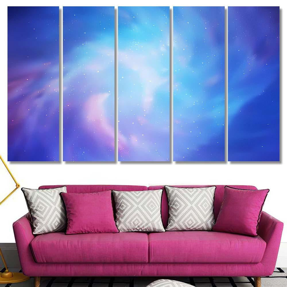 Light Pink Blue Vector Texture Milky Galaxy Sky and Space Multi Piece Panel Canvas Home Decor Housewarming Gift Ideas Poster Canvas Gallery Prints