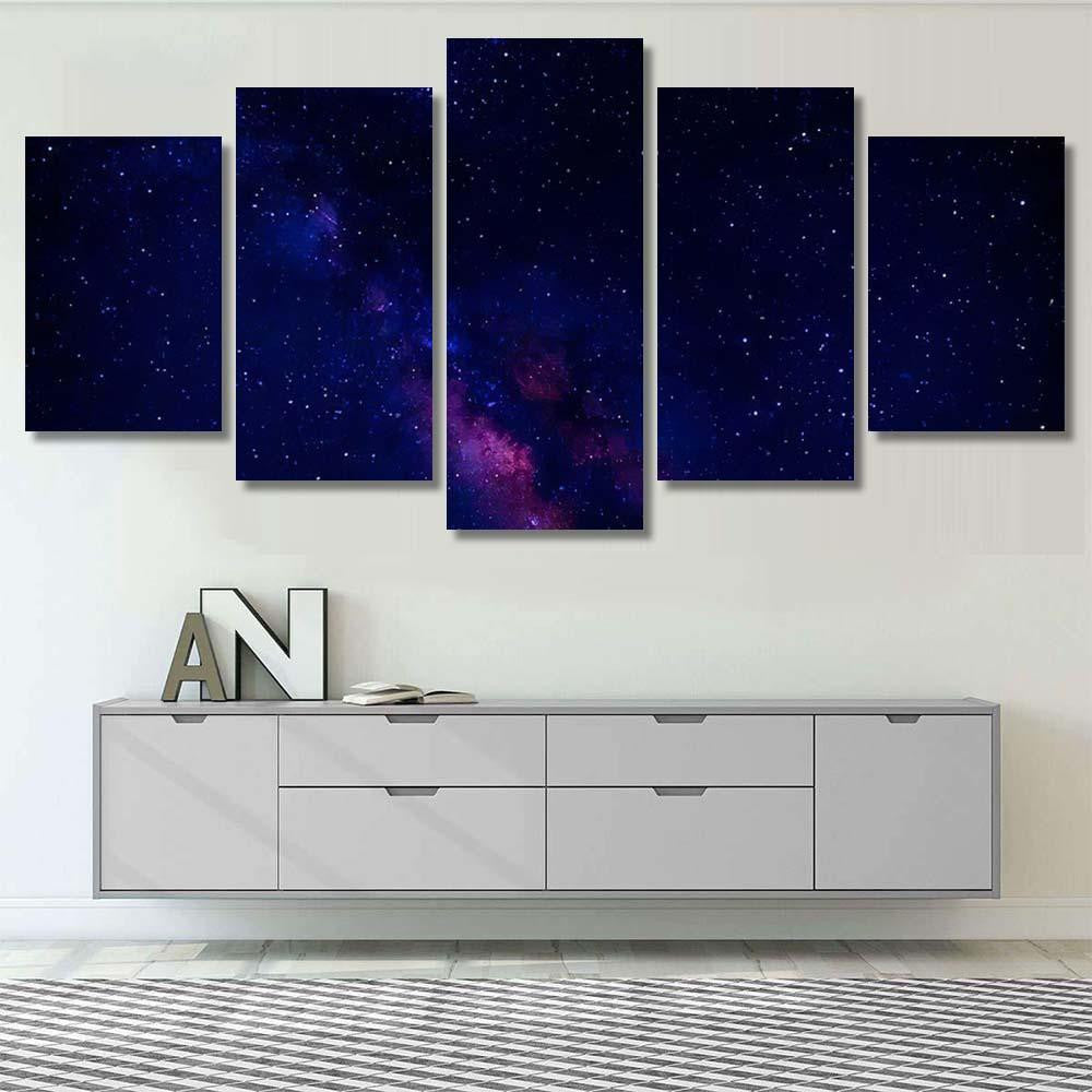 Night Sky Showing Milky Way 1 Galaxy Sky and Space Multi Piece Panel Canvas Home Decor Housewarming Gift Ideas Poster Canvas Gallery Prints