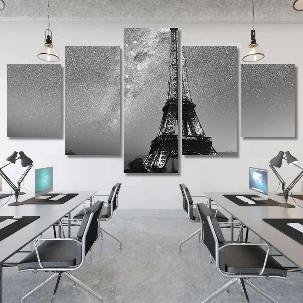 Magic Night Paris Beautiful Galaxy Above Galaxy Sky and Space Multi Piece Panel Canvas Home Decor Housewarming Gift Ideas Poster Canvas Gallery Prints