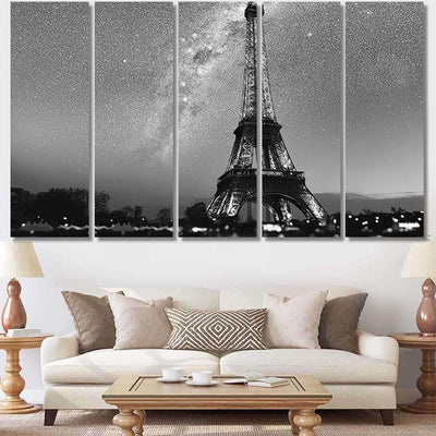 Magic Night Paris Beautiful Galaxy Above Galaxy Sky and Space Multi Piece Panel Canvas Home Decor Housewarming Gift Ideas Poster Canvas Gallery Prints