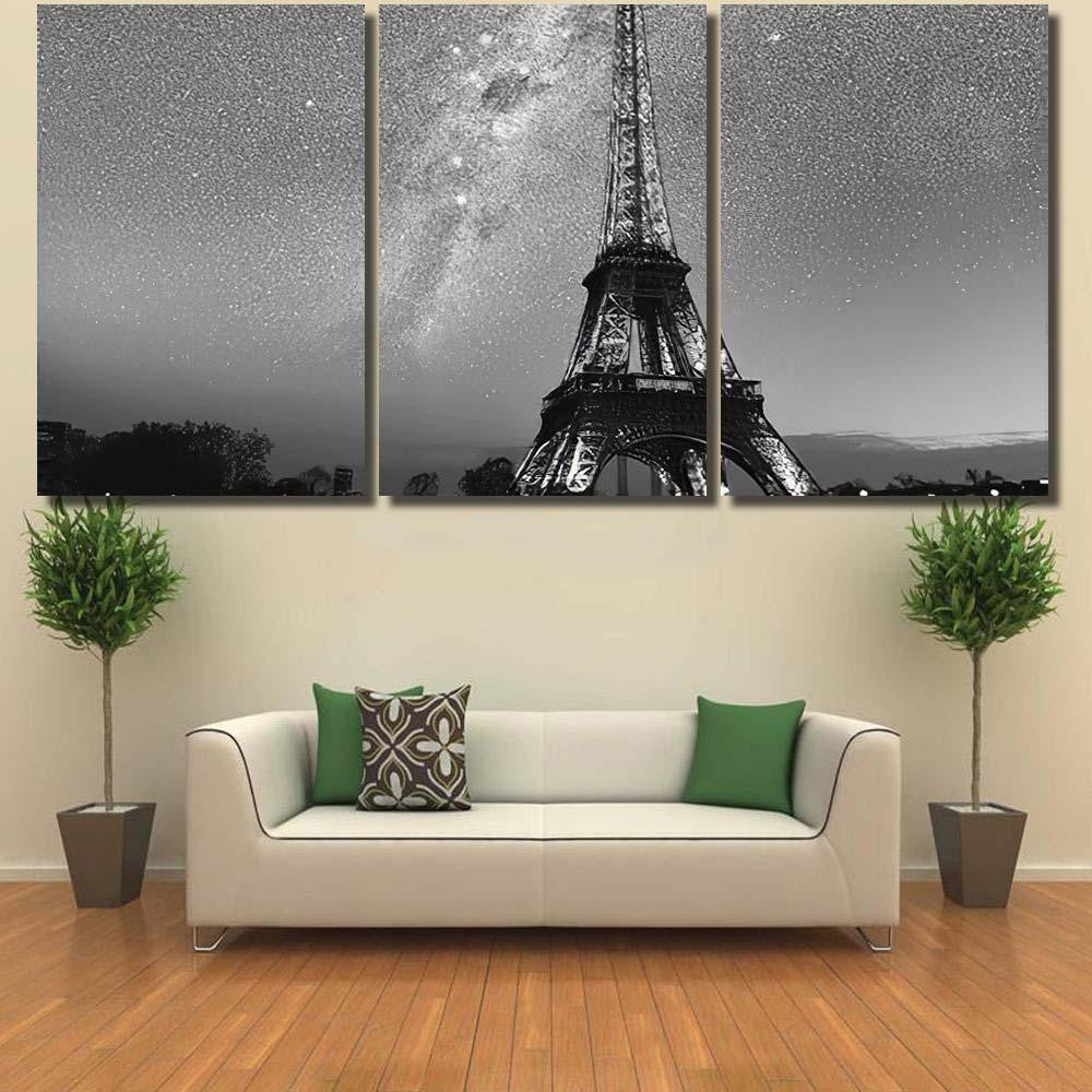 Magic Night Paris Beautiful Galaxy Above Galaxy Sky and Space Multi Piece Panel Canvas Home Decor Housewarming Gift Ideas Poster Canvas Gallery Prints