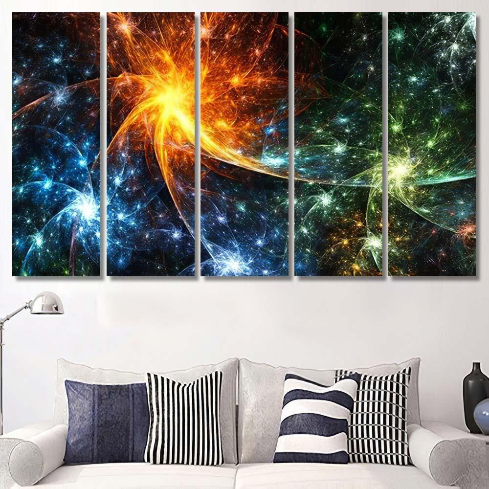 Star Clusters Galaxies Fireworks Colors 3D Galaxy Sky and Space Multi Piece Panel Canvas Home Decor Housewarming Gift Ideas Poster Canvas Gallery Prints