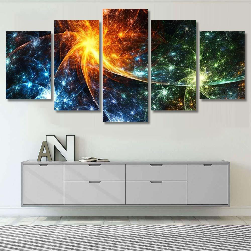 Star Clusters Galaxies Fireworks Colors 3D Galaxy Sky and Space Multi Piece Panel Canvas Home Decor Housewarming Gift Ideas Poster Canvas Gallery Prints