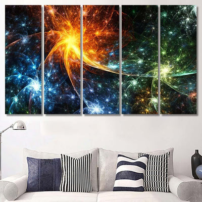 Star Clusters Galaxies Fireworks Colors 3D Galaxy Sky and Space Multi Piece Panel Canvas Home Decor Housewarming Gift Ideas Poster Canvas Gallery Prints