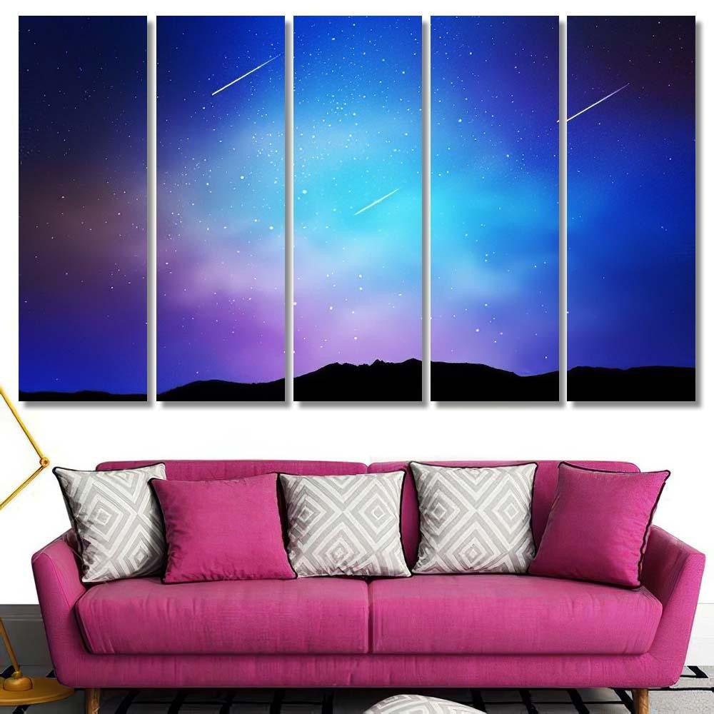 Light Pink Blue Vector Layout Cosmic Galaxy Sky and Space Multi Piece Panel Canvas Home Decor Housewarming Gift Ideas Poster Canvas Gallery Prints