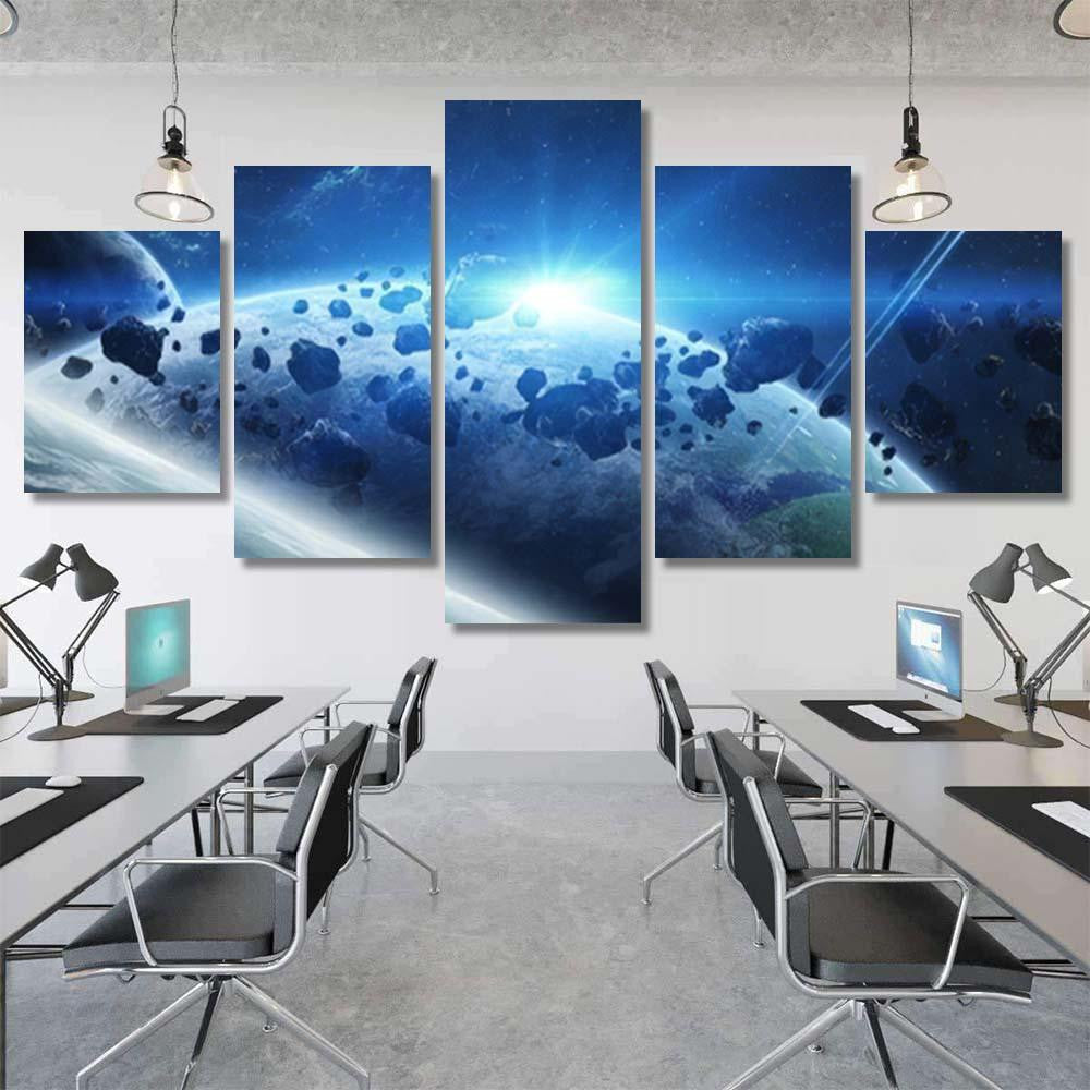 Panoramic View Planets Distant Solar System 2 Galaxy Sky and Space Multi Piece Panel Canvas Home Decor Housewarming Gift Ideas Poster Canvas Gallery Prints