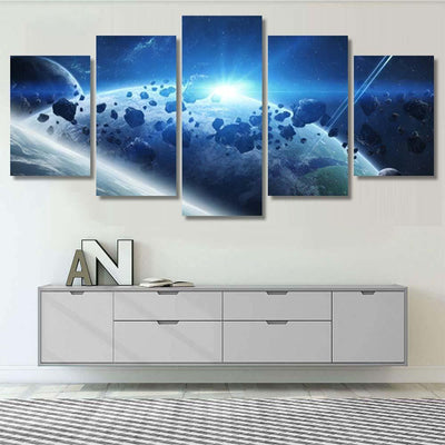 Panoramic View Planets Distant Solar System 2 Galaxy Sky and Space Multi Piece Panel Canvas Home Decor Housewarming Gift Ideas Poster Canvas Gallery Prints