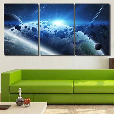 Panoramic View Planets Distant Solar System 2 Galaxy Sky and Space Multi Piece Panel Canvas Home Decor Housewarming Gift Ideas Poster Canvas Gallery Prints