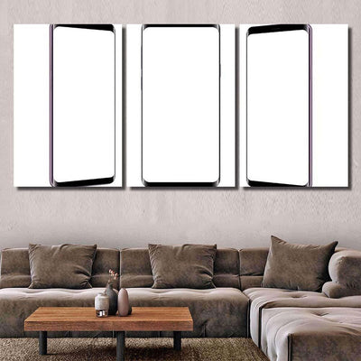 Set Modern Frameless Smartphones Isolated On Galaxy Sky and Space Multi Piece Panel Canvas Home Decor Housewarming Gift Ideas Poster Canvas Gallery Prints