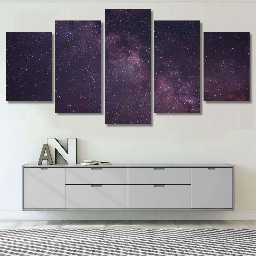 Milky Way Galaxy Night Sky Landscape Galaxy Sky and Space Multi Piece Panel Canvas Home Decor Housewarming Gift Ideas Poster Canvas Gallery Prints