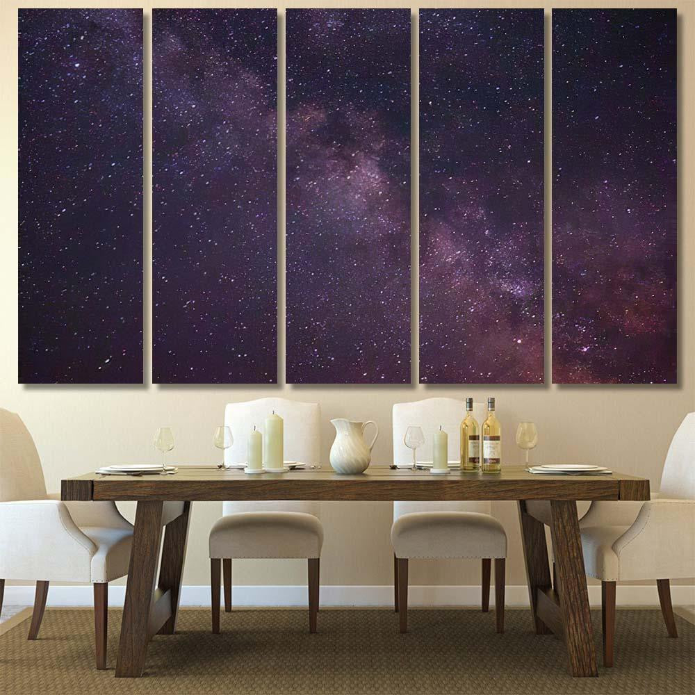 Milky Way Galaxy Night Sky Landscape Galaxy Sky and Space Multi Piece Panel Canvas Home Decor Housewarming Gift Ideas Poster Canvas Gallery Prints