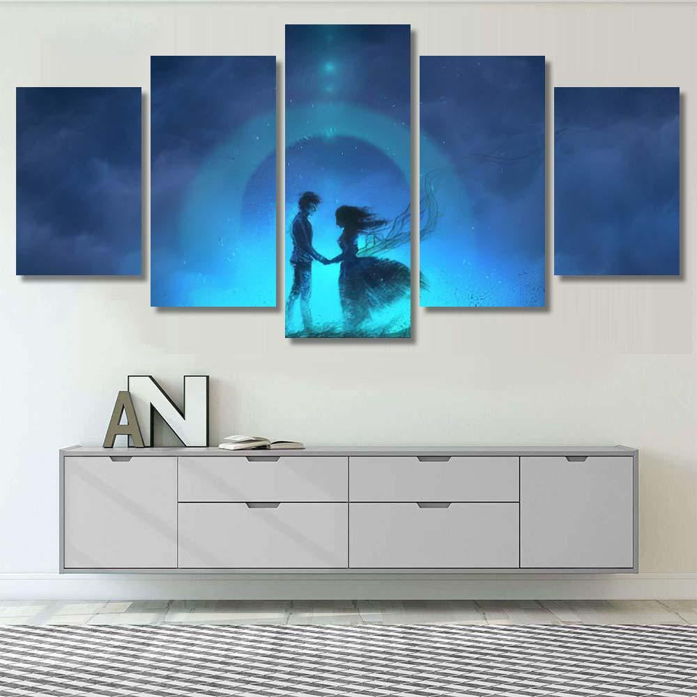 Love Men Women Digital Art Style Galaxy Sky and Space Multi Piece Panel Canvas Home Decor Housewarming Gift Ideas Poster Canvas Gallery Prints