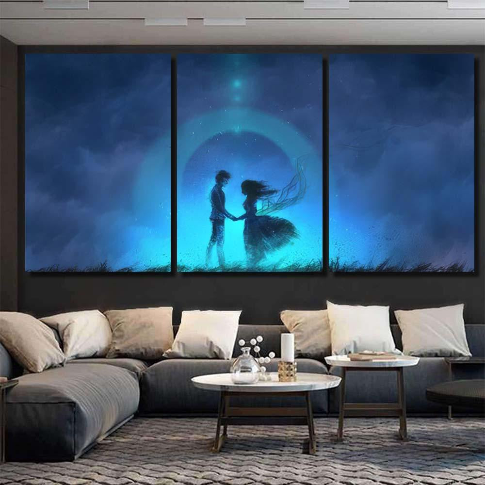 Love Men Women Digital Art Style Galaxy Sky and Space Multi Piece Panel Canvas Home Decor Housewarming Gift Ideas Poster Canvas Gallery Prints