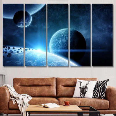 Planet Landscape Space 1 Galaxy Sky and Space Multi Piece Panel Canvas Home Decor Housewarming Gift Ideas Poster Canvas Gallery Prints