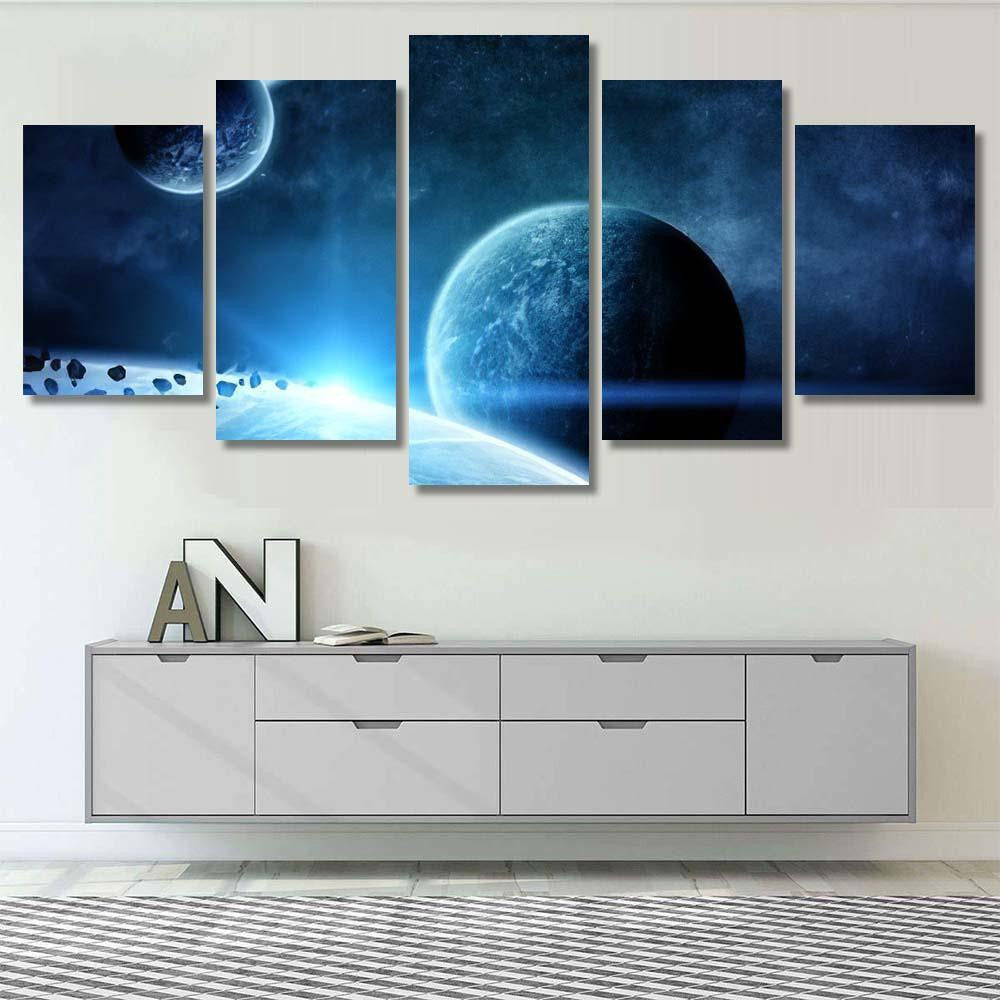 Planet Landscape Space 1 Galaxy Sky and Space Multi Piece Panel Canvas Home Decor Housewarming Gift Ideas Poster Canvas Gallery Prints