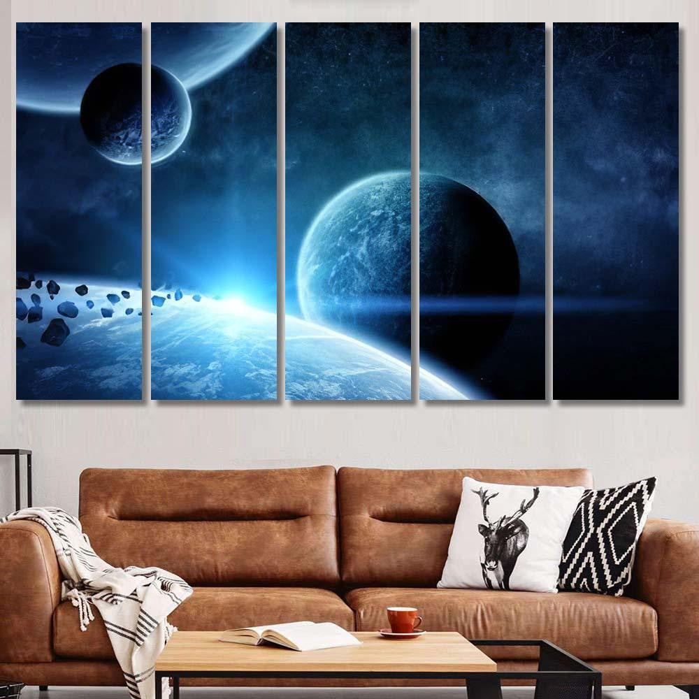Planet Landscape Space 1 Galaxy Sky and Space Multi Piece Panel Canvas Home Decor Housewarming Gift Ideas Poster Canvas Gallery Prints