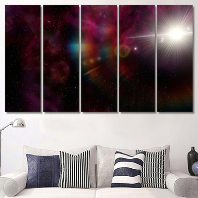 Light Purple Fantastic Nebula Galaxy 3D Galaxy Sky and Space Multi Piece Panel Canvas Home Decor Housewarming Gift Ideas Poster Canvas Gallery Prints